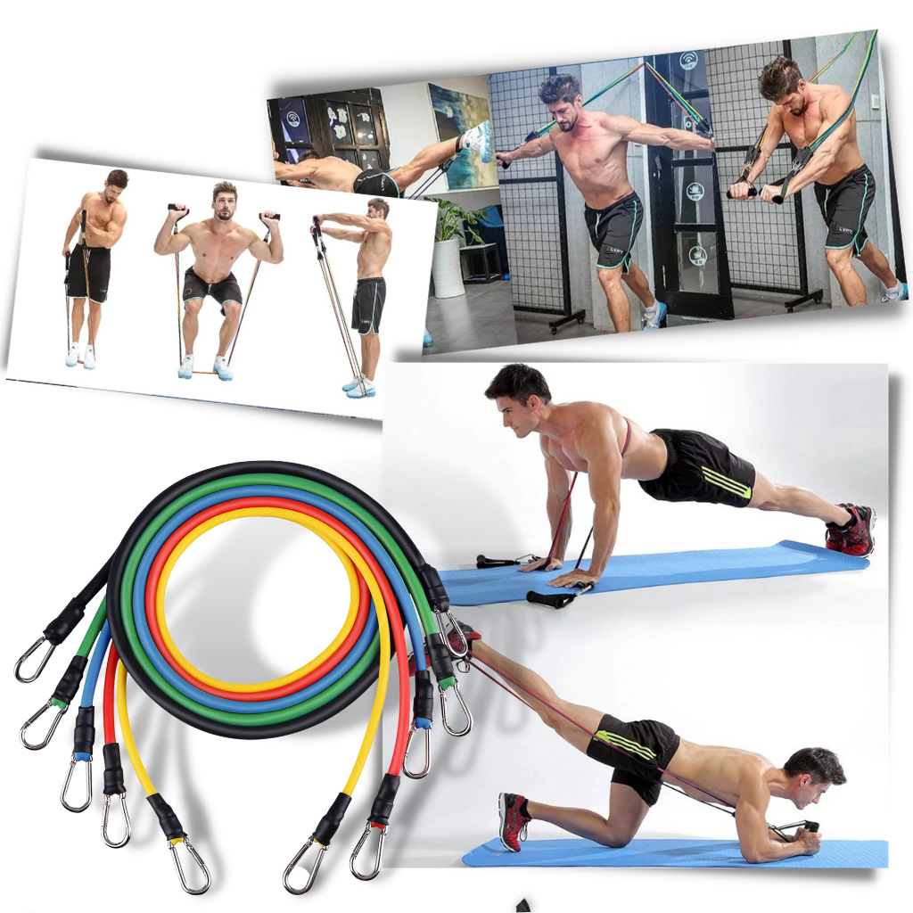 Complete Exercise Resistance Bands Set (11 Pcs)