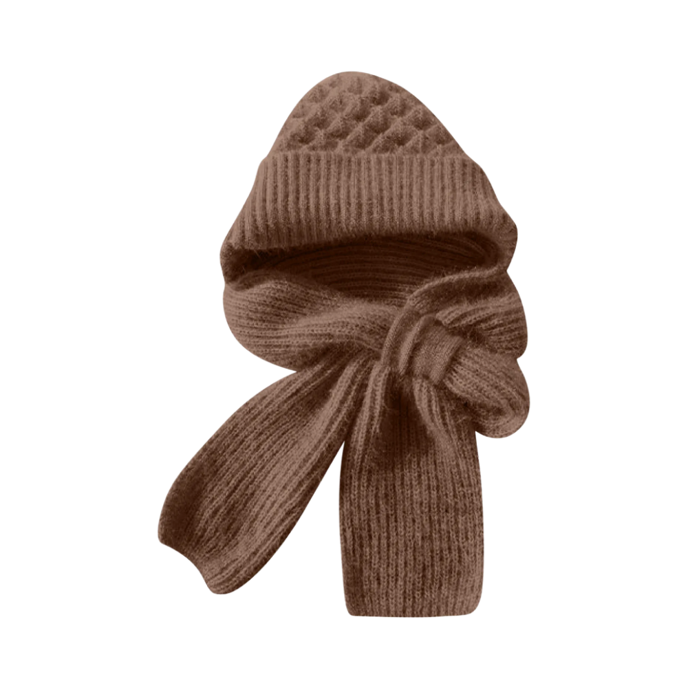 Windproof Knitted Hooded Hat with integrated Scarf and Ear Protection