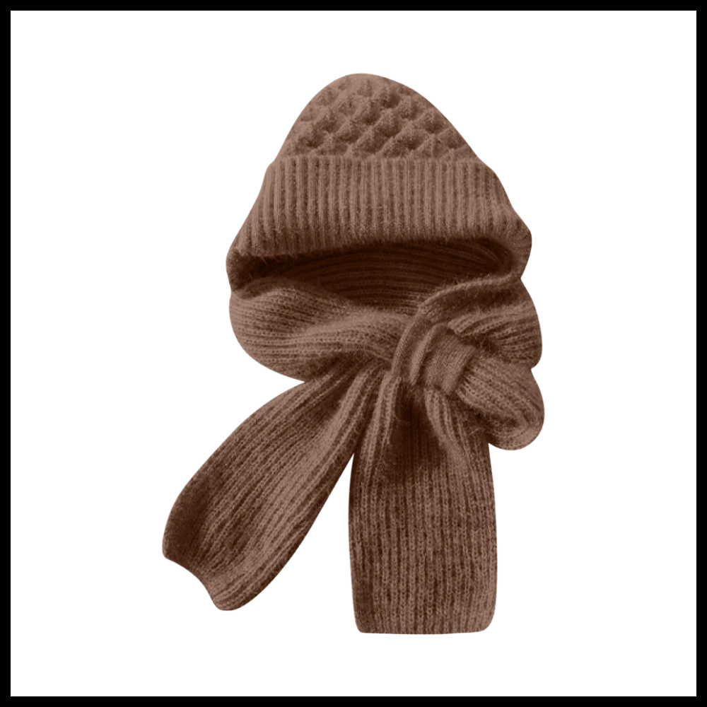 Windproof Knitted Hooded Hat with integrated Scarf and Ear Protection