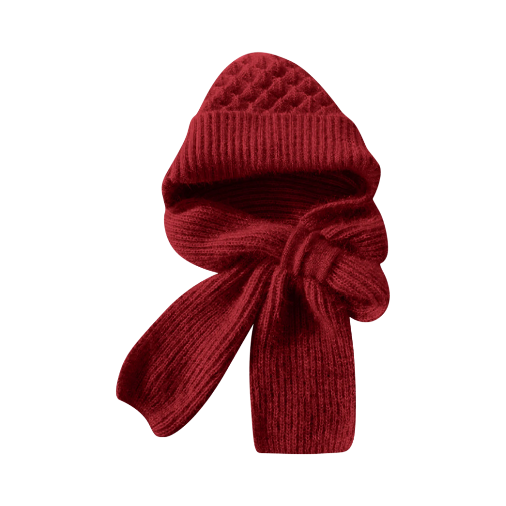 Windproof Knitted Hooded Hat with integrated Scarf and Ear Protection